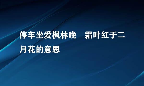 停车坐爱枫林晚 霜叶红于二月花的意思