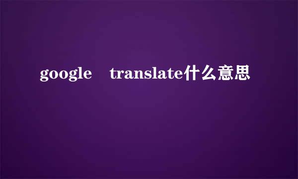 google translate什么意思