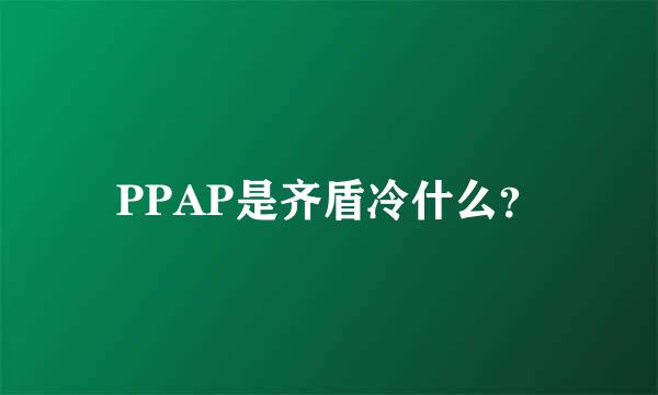 PPAP是齐盾冷什么？