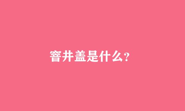 窨井盖是什么？