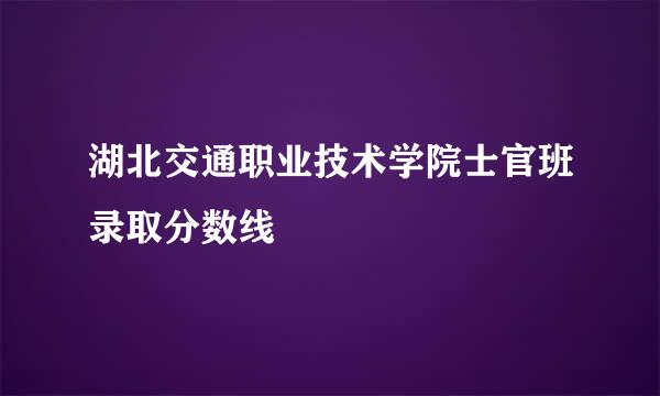 湖北交通职业技术学院士官班录取分数线