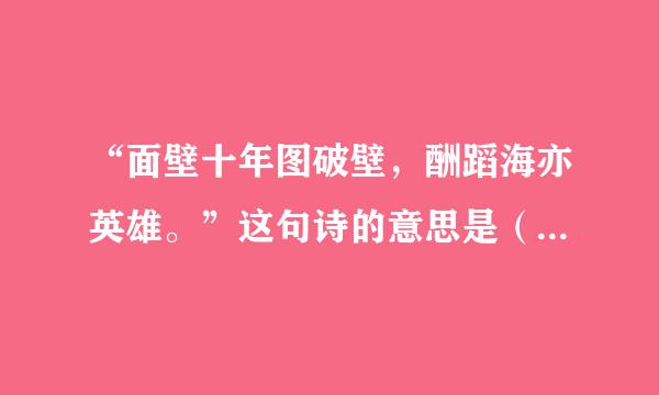 “面壁十年图破壁，酬蹈海亦英雄。”这句诗的意思是（），全诗表达了诗人（