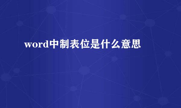 word中制表位是什么意思