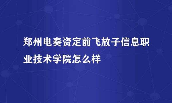 郑州电奏资定前飞放子信息职业技术学院怎么样