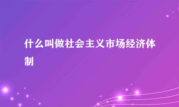 什么叫做社会主义市场经济体制