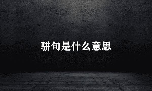 骈句是什么意思