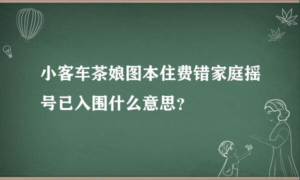 小客车茶娘图本住费错家庭摇号已入围什么意思？