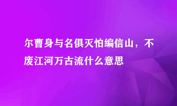 尔曹身与名俱灭怕编信山，不废江河万古流什么意思