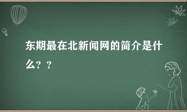 东期最在北新闻网的简介是什么？？