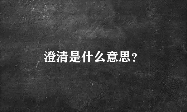 澄清是什么意思？