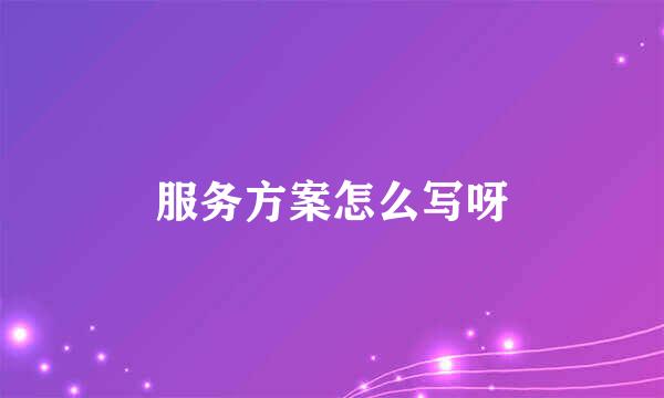 服务方案怎么写呀