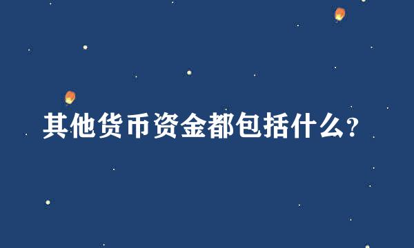 其他货币资金都包括什么？