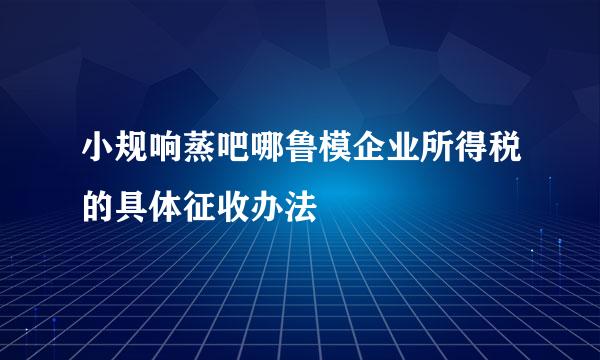 小规响蒸吧哪鲁模企业所得税的具体征收办法