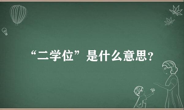 “二学位”是什么意思？