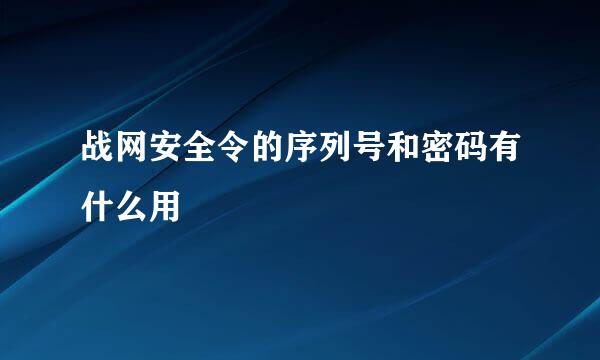 战网安全令的序列号和密码有什么用