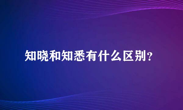 知晓和知悉有什么区别？