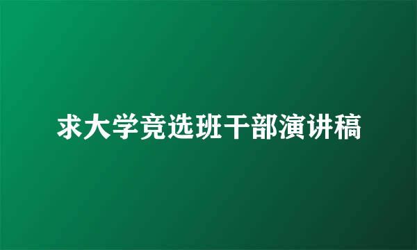 求大学竞选班干部演讲稿