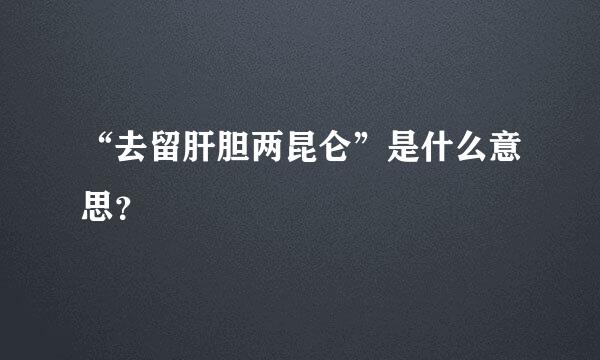 “去留肝胆两昆仑”是什么意思？