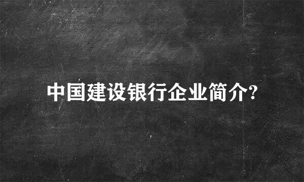 中国建设银行企业简介?