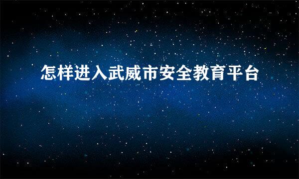 怎样进入武威市安全教育平台