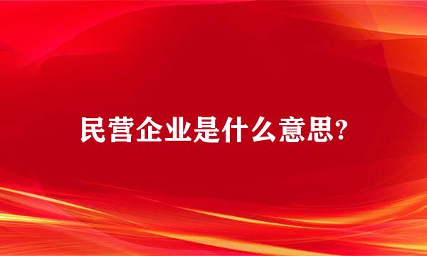 民营企业是什么意思?