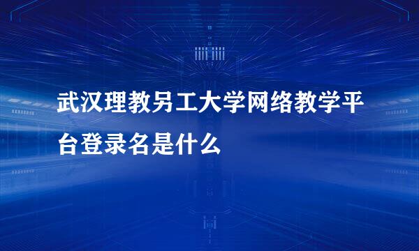 武汉理教另工大学网络教学平台登录名是什么