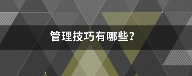 管理技巧有哪些犯经赶必穿阻验？