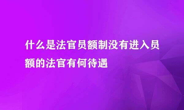 什么是法官员额制没有进入员额的法官有何待遇