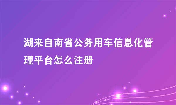 湖来自南省公务用车信息化管理平台怎么注册