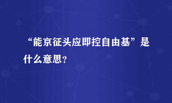 “能京征头应即控自由基”是什么意思？