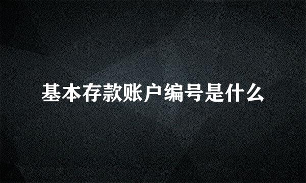 基本存款账户编号是什么