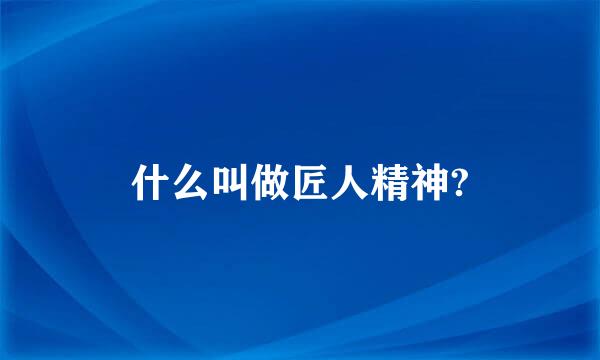 什么叫做匠人精神?