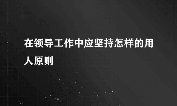 在领导工作中应坚持怎样的用人原则