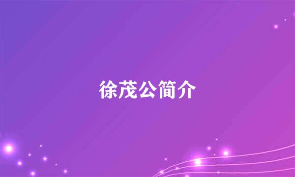 徐茂公简介