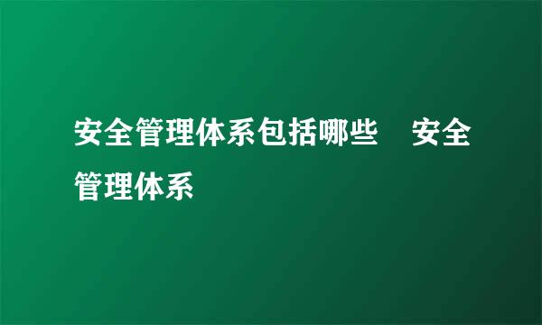 安全管理体系包括哪些 安全管理体系