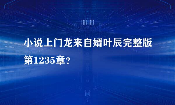 小说上门龙来自婿叶辰完整版第1235章？