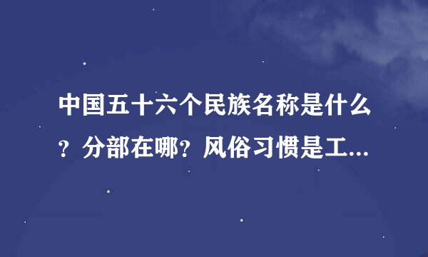 中国五十六个民族名称是什么？分部在哪？风俗习惯是工计破散春已破雨什么？