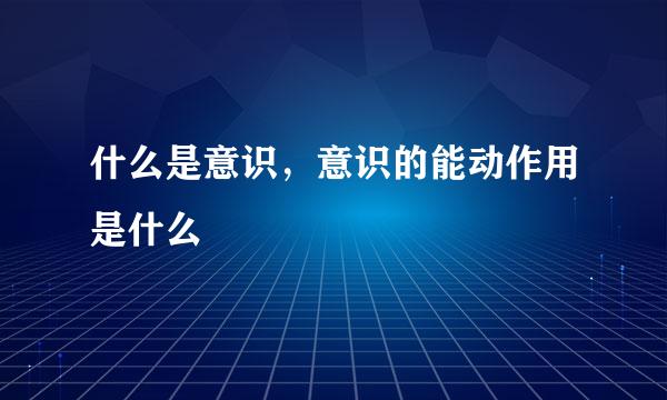 什么是意识，意识的能动作用是什么