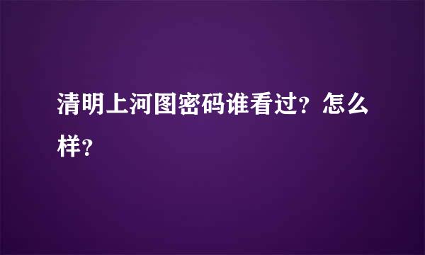 清明上河图密码谁看过？怎么样？