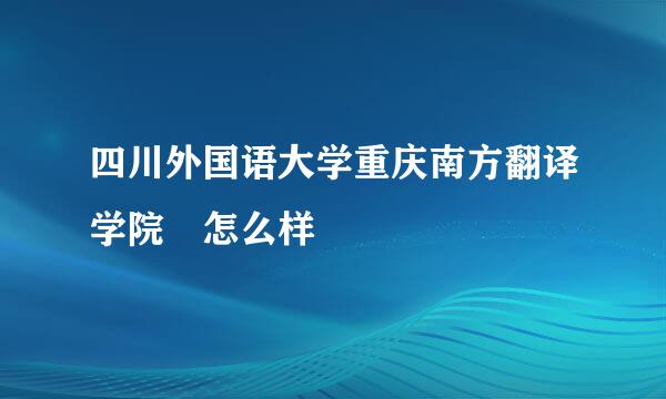 四川外国语大学重庆南方翻译学院 怎么样