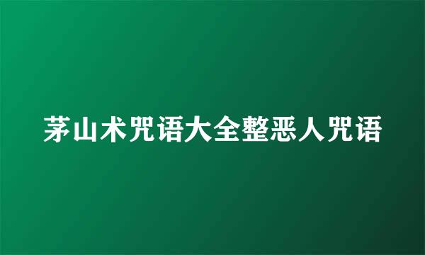 茅山术咒语大全整恶人咒语