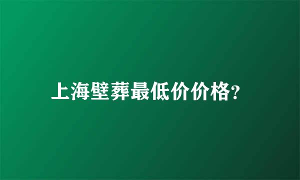 上海壁葬最低价价格？