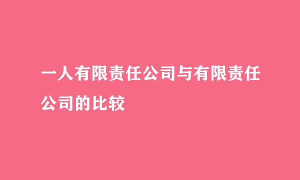 一人有限责任公司与有限责任公司的比较