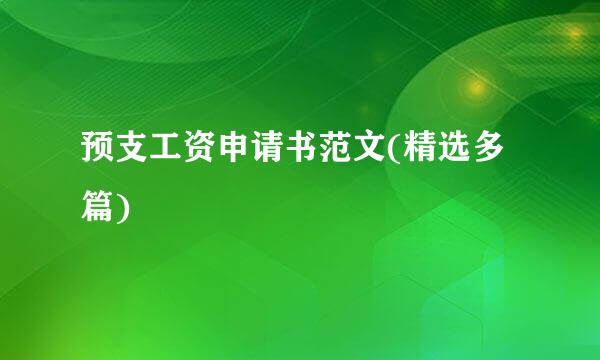 预支工资申请书范文(精选多篇)