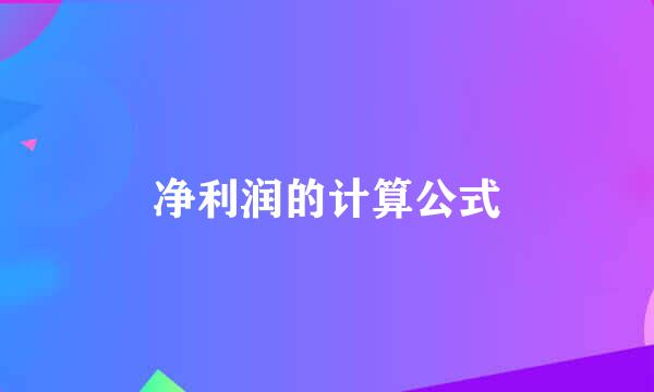 净利润的计算公式