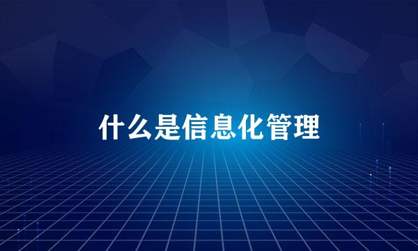 什么是信息化管理