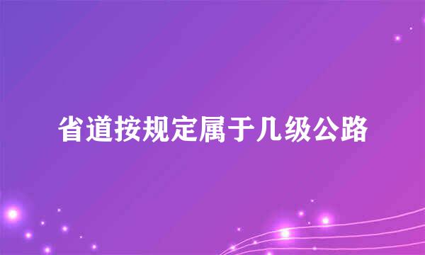 省道按规定属于几级公路