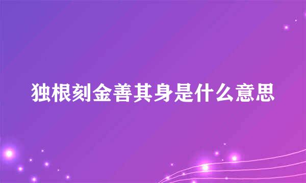 独根刻金善其身是什么意思