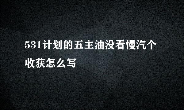 531计划的五主油没看慢汽个收获怎么写