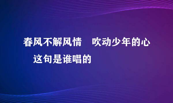 春风不解风情 吹动少年的心 这句是谁唱的